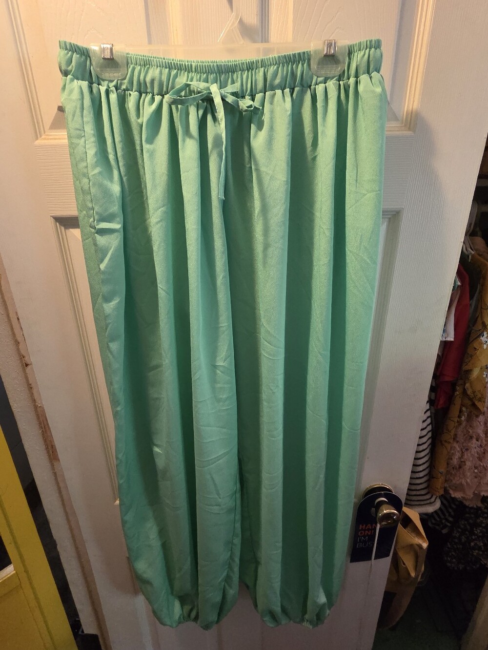 Mint Green Elastic-Waist Jogger style pants